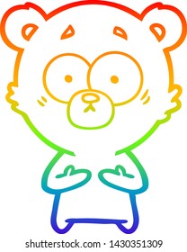 dibujo de una caricatura de oso sorprendido con gradiente arco iris