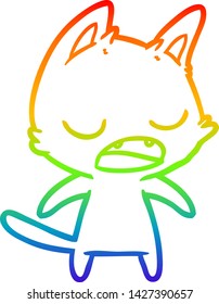 dibujo de línea de gradiente de arco iris de una caricatura de gato parlante