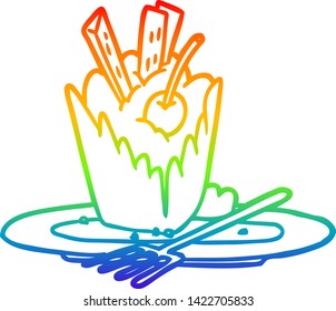 Regenbogen-Farbverlauf-Zeichnung eines leckeren Nachtisch