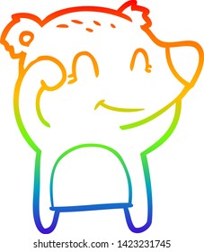 dibujo de una línea degradada de un oso sonriente cansado
