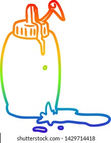 Regenbogen-Farbverlauf-Zeichnung einer Tomatenketschup-Flasche