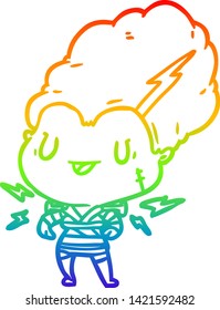 rainbow gradient line drawing of a undead monster bride woman