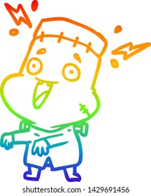 rainbow gradient line drawing of a undead monster creation man