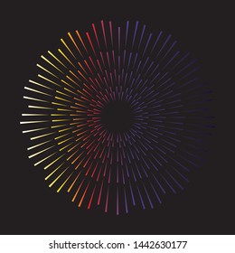 rainbow gradient line drawing of a Vintage Sunburst
