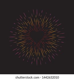 rainbow gradient line drawing of a Vintage Sunburst