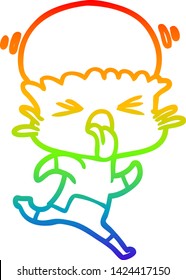 dibujo de una línea de gradiente de arco iris de un extraño alien de caricatura