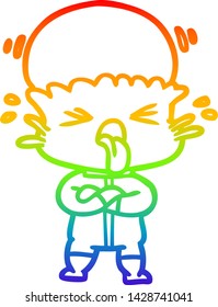 rainbow gradient line drawing of a weird cartoon alien