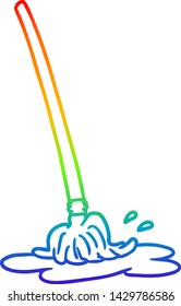 rainbow gradient line drawing of a wet cartoon mop
