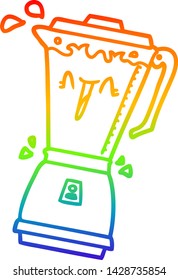 rainbow gradient line drawing of a whirring cartoon food processor
