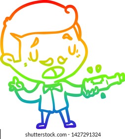 dibujo de una línea de gradiente de arcoiris de un experto en vinos que explica