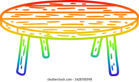 dibujo de línea de gradiente de arco iris de una mesa de madera