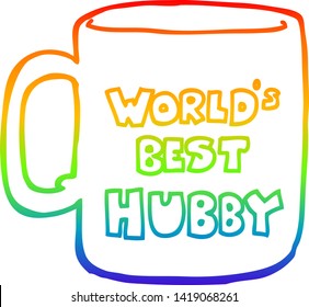 dibujo de una línea de gradiente de arcoiris de la mejor taza de abrazo del mundo