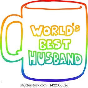 rainbow gradient line drawing of a worlds best husband mug