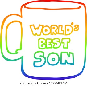rainbow gradient line drawing of a worlds best son mug