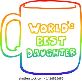 rainbow gradient line drawing of a worlds best daughter mug
