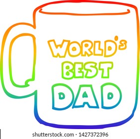 rainbow gradient line drawing of a worlds best dad mug