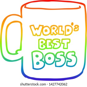 rainbow gradient line drawing of a worlds best boss mug