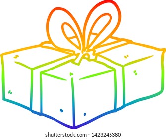 rainbow gradient line drawing of a wrapped gift