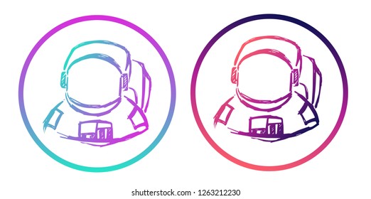 Rainbow Gradient Logo of Astronaut or Spaceman. Vector Illustration for Graphic Design, Template, Icon, Background and More.