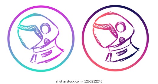 Rainbow Gradient Logo of Astronaut or Spaceman. Vector Illustration for Graphic Design, Template, Icon, Background and More.