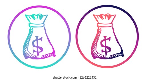 Rainbow Gradient Logo of Dollar Money Currency. Vector Illustration for Graphic Design, Template, Icon, Background and More.