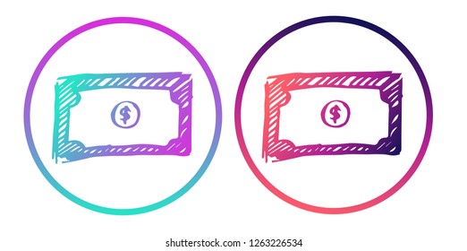 Rainbow Gradient Logo of Dollar Money Currency. Vector Illustration for Graphic Design, Template, Icon, Background and More.