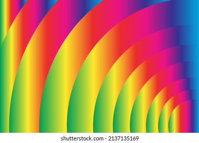 Rainbow gradient luxury overlap curve circle background. Vector illustration. 