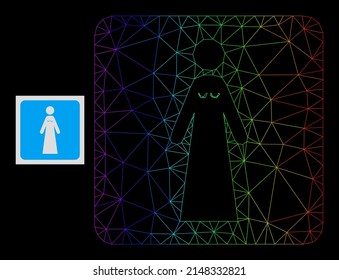Rainbow gradient mesh bride icon  Geometric carcass flat net based bride icon  generated from polygonal mesh carcass  and rainbow gradient 
