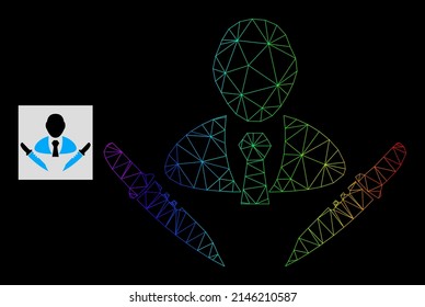 Das Symbol für den Schmetterlingsschiff des Regenbogengrades. Geometrisches Flachnetz auf Basis des Schmetterlingsbosses, erzeugt mit polygonalem Netz, mit Farbverlauf-Spektrum.
