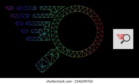 Rainbow gradient mesh search tool icon  Geometric frame 2D net is based search tool icon  generated and triangular mesh net  and rainbow gradient 