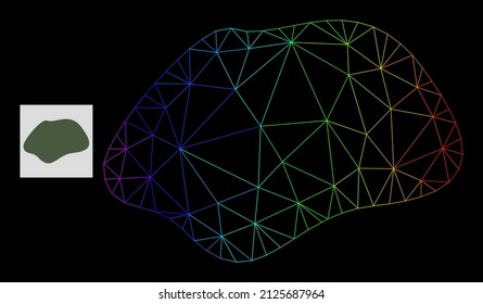 Rainbow gradient network spot simple icon. Geometric frame 2D network based on spot simple icon, generated with triangle mesh network, with spectrum gradient.