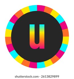 Rainbow Gradient number “9” on Light Background with Multicolor Circle Frame