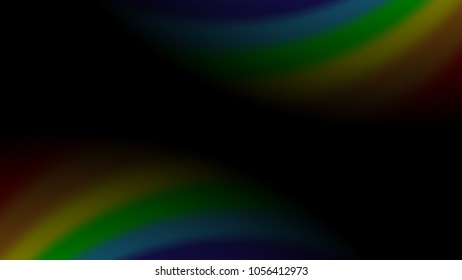 Rainbow gradient on black background. Color rainbow abstract mesh. Colorful bright soft design. Vibrant smooth blur. Light effect. Vector illustration