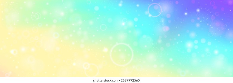 Rainbow Gradient. Pink Fairy Background And Beautiful Kawaii Pattern. Purple Magic Hologram. Vector Cartoon Galaxy With Sparkle And Mermaid Glitter. Blue Rainbow Gradient.