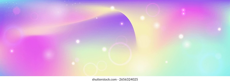 Rainbow Gradient. Pink Fairy Background And Beautiful Magic Pattern. Purple Kawaii Hologram. Star Texture Over Light Sky And Cosmic Universe Design. Blue Rainbow Gradient.