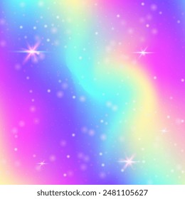 Rainbow Gradient. Pink Girl Background. Unicorn Hologram. Holographic Pastel Effect. Purple Mystical Pattern. Lilac Girlish Invitation. Kawaii Texture. Neon Rainbow Gradient.