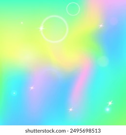 Rainbow Gradient. Pink Kawaii Pattern. Fairy Invitation. Fairytale Colorful Mesh. Purple Mystical Hologram. Blue Abstract Background. Girl Glitter. Dream Rainbow Gradient.