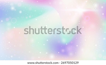 Rainbow Gradient. Pink Kawaii Pattern And Beautiful Fairy Hologram. Purple Princess Background. Iridescent Sky Texture With Glitter And Sparkle Stars. Blue Rainbow Gradient.