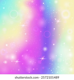 Rainbow Gradient. Pink Unicorn Pattern. Princess Invitation. Iridescent Magical Invite. Purple Fantasy Hologram. Blue Universe Background. Fairy Backdrop. Party Rainbow Gradient.