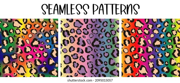 Rainbow gradient print for fabric. Seamless pattern in lgbt colors. Psychedelic hippie paper design.