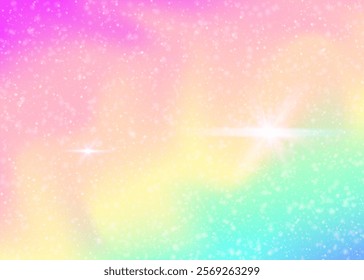 Rainbow Gradient. Purple Girl Invitation. Unicorn Hologram. Holographic Colorful Effect. Pink Fantasy Background. Blue Universe Pattern. Fairy Texture. Neon Rainbow Gradient.