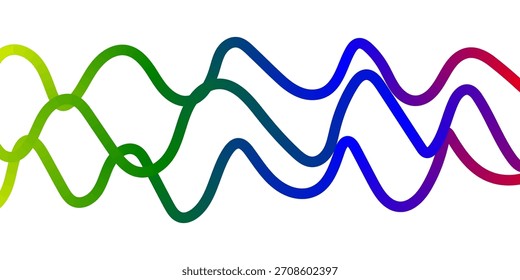 Ondas de cinta de gradiente de arco iris que fluyen a través de un fondo blanco limpio que forman un patrón abstracto suave perfecto para el uso moderno del Diseño gráfico de Vector