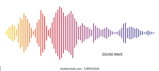 Rainbow gradient soundwave icon. Music, voice, radio wave equalizer. Audio sound symbol