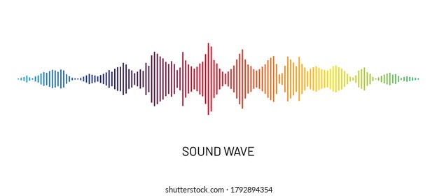 Rainbow gradient soundwave icon. Music, voice, radio wave equalizer. Audio sound symbol