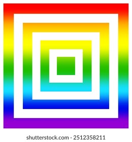 Rainbow gradient squares. Vibrant geometric pattern. Symmetric color spectrum. Abstract vector design.