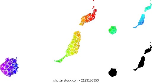 Rainbow gradient star collage map of Las Palmas Province. Vector colorful map of Las Palmas Province with rainbow gradients.