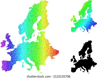 Rainbow gradient star mosaic map of Euro Union. Vector vibrant map of Euro Union with rainbow gradients. Mosaic map of Euro Union collage is made of scattered colorful star items.