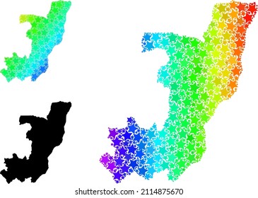 Gradiente arcoiris con mosaico estelarizado mapa de la República del Congo. Mapa vectorial de la República del Congo con gradientes arco iris.