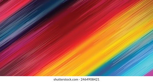 Rainbow gradient vertical stripes with fade out effect on white background. Many random transparent overlapped colorful lines. Vector illustration