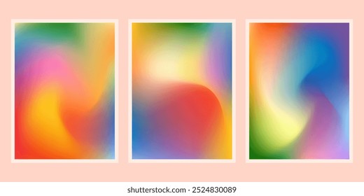 Rainbow gradient wave fluid posters background. Pride month LGBTQ banner design. Minimal rainbow liquid blurred backdrop for social media, brochure, flyer